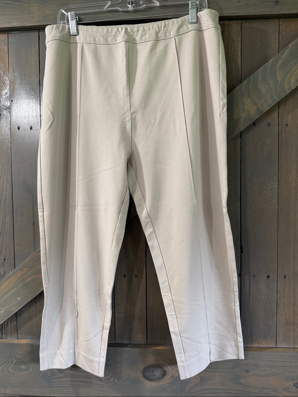 Soft Surroundings Women's Stretch Knit Pants in Light Beige